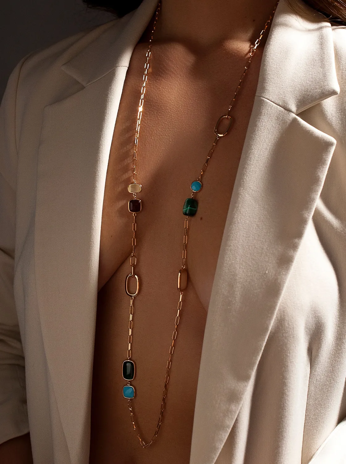 Collares Largos | LINEARGENT Collares largos con piedras de diseño tonos otoño