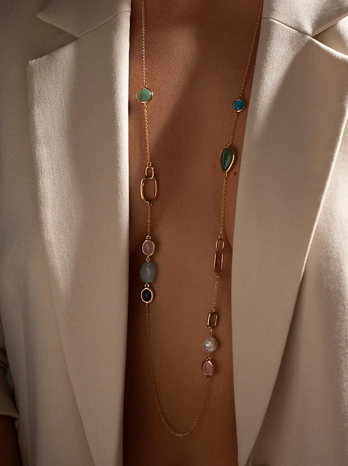 Collares Largos | LINEARGENT Collares largos con piedras de diseño tonos pastel