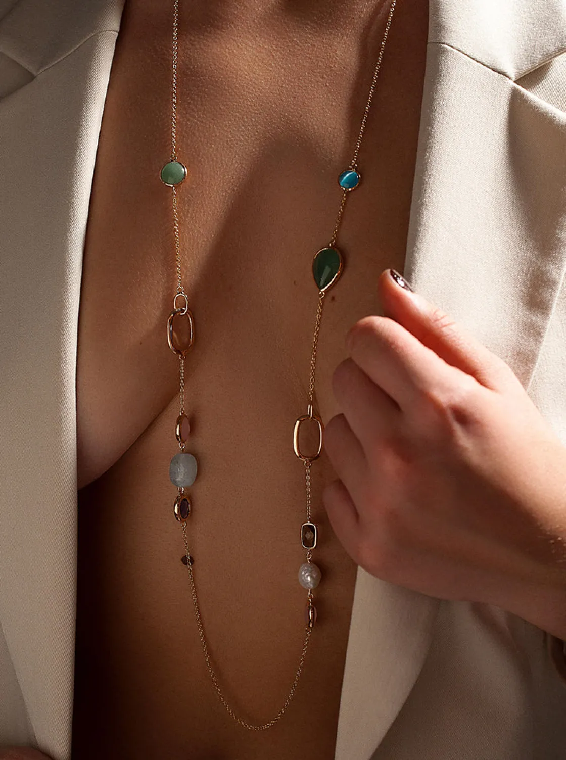 Collares Largos | LINEARGENT Collares largos con piedras de diseño tonos pastel