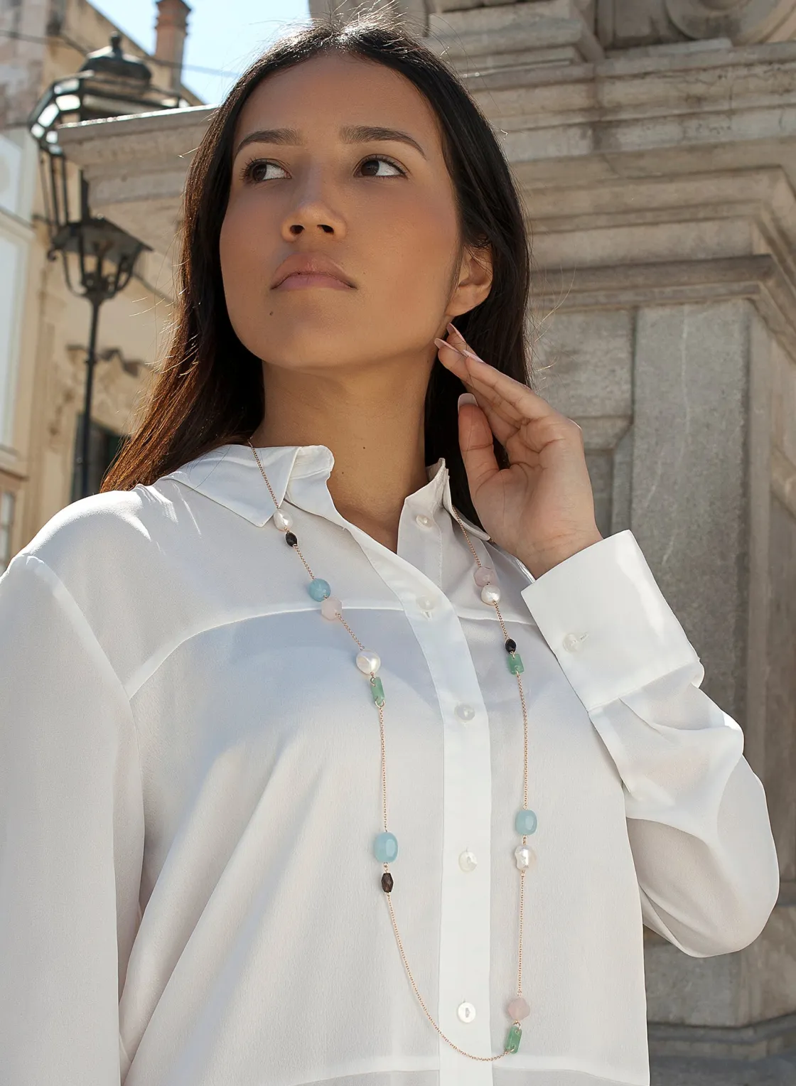 Collares Con Piedras | Collares Largos | LINEARGENT Collares largos con piedras naturales y detalle de perlas