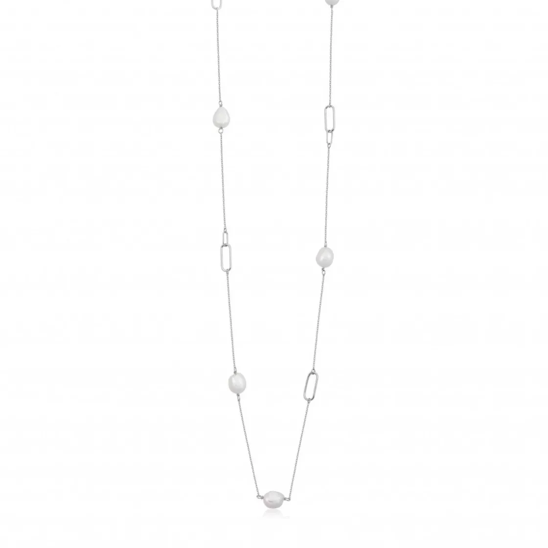 Colgante Perlas | Collares Largos | LINEARGENT Collares largos de plata diseño de perlas y eslabones