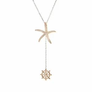 Collares Largos | LINEARGENT Collares largos diseño de doble charm bañados en oro rosa