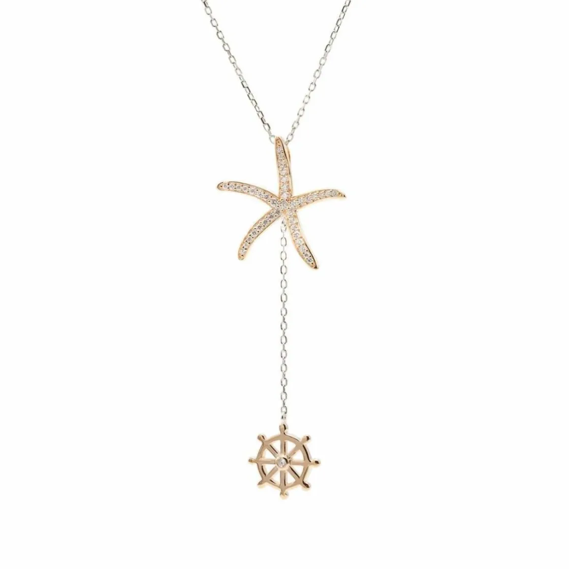 Collares Largos | LINEARGENT Collares largos diseño de doble charm bañados en oro rosa