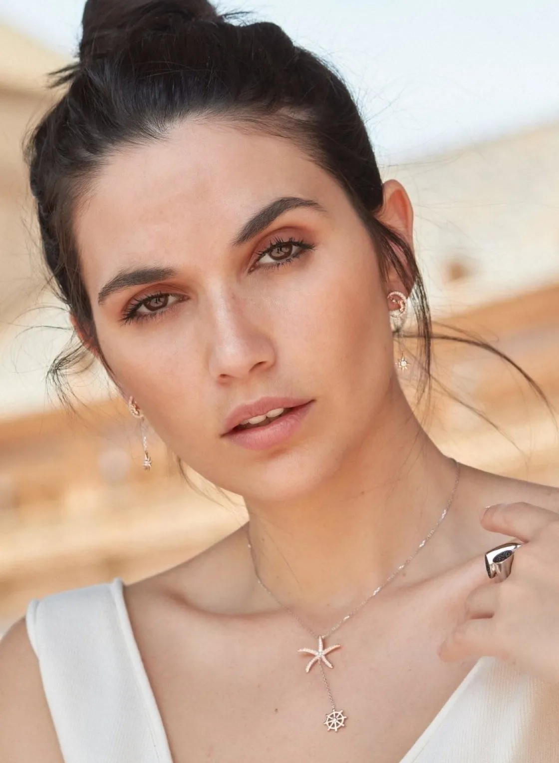 Collares Largos | LINEARGENT Collares largos diseño de doble charm bañados en oro rosa