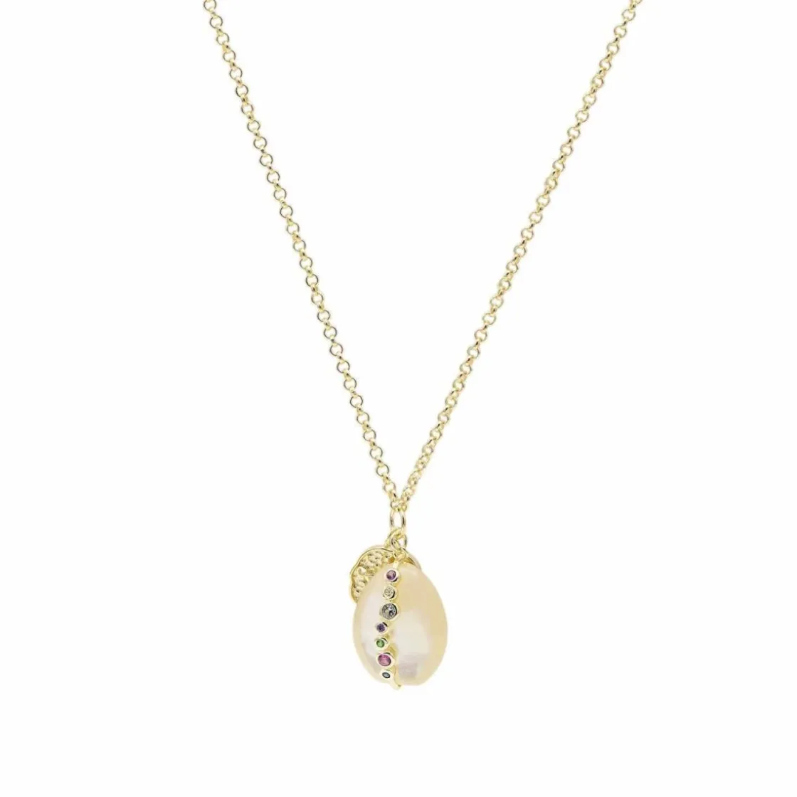 Collares Largos | LINEARGENT Collares largos motivo de perla y medalla con baño de oro