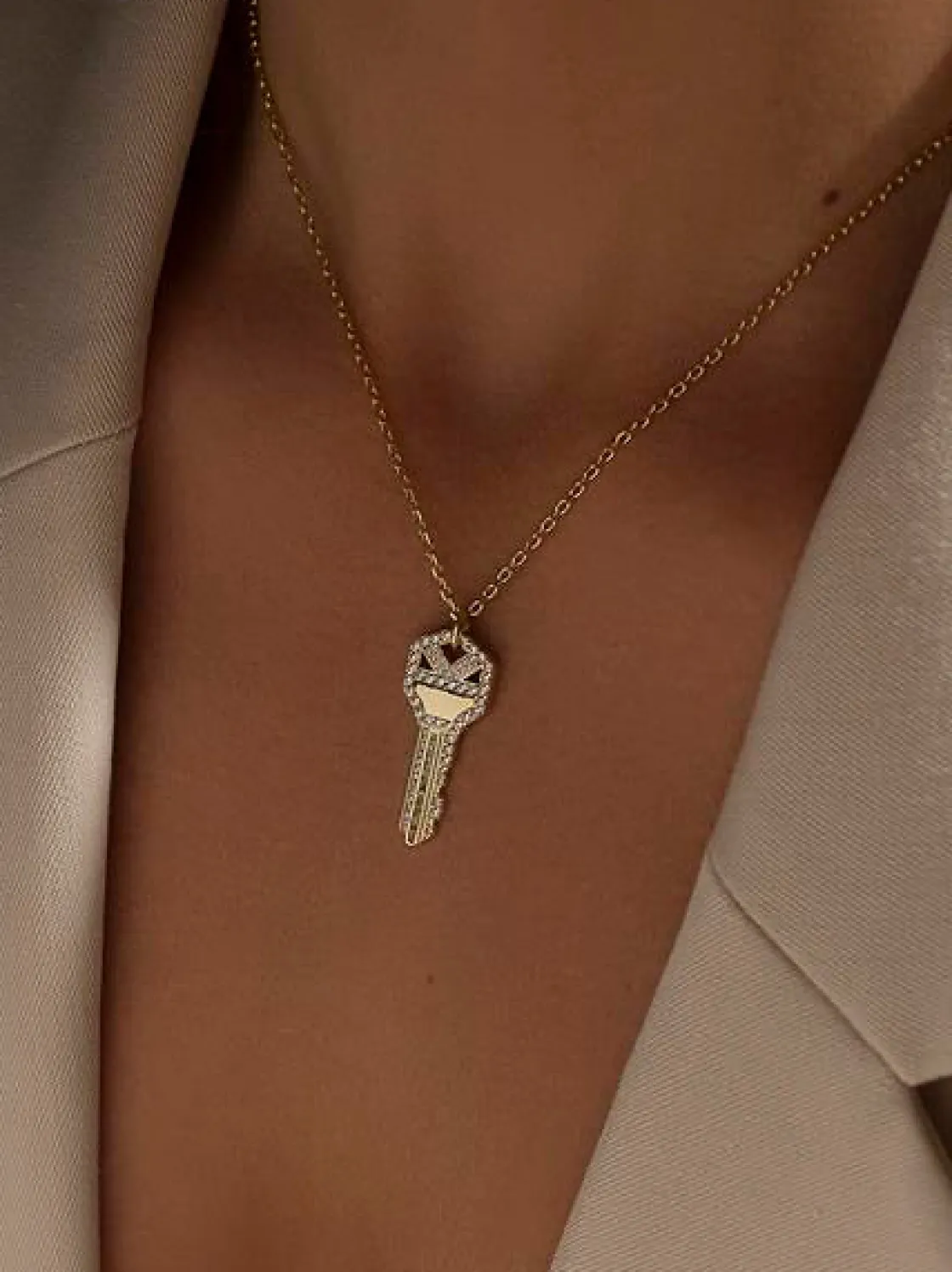 Collares Cortos | LINEARGENT Collares plata originales baño dorado diseño llave
