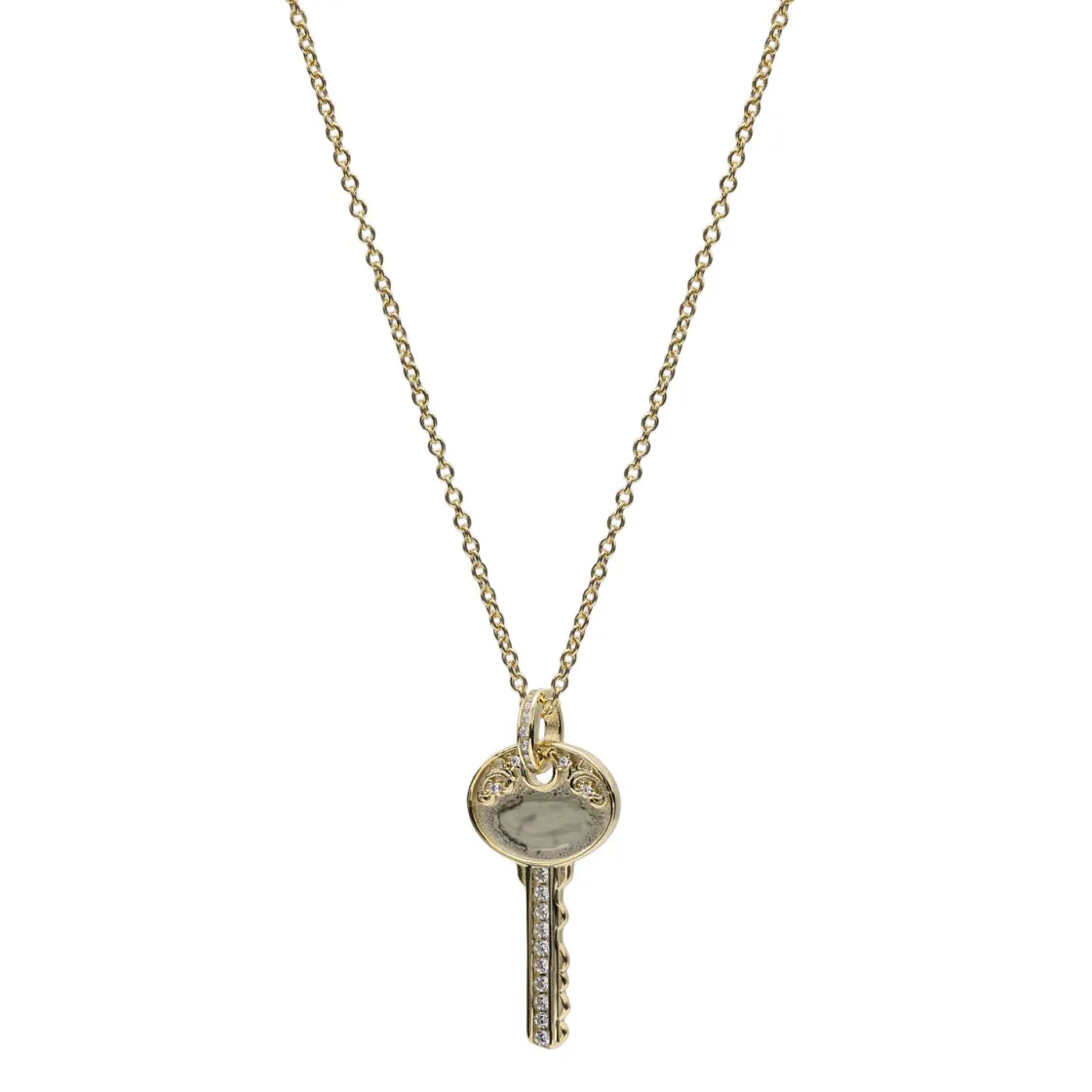 Collares Cortos | LINEARGENT Collares plata originales baño dorado diseño llave redonda y corconitas