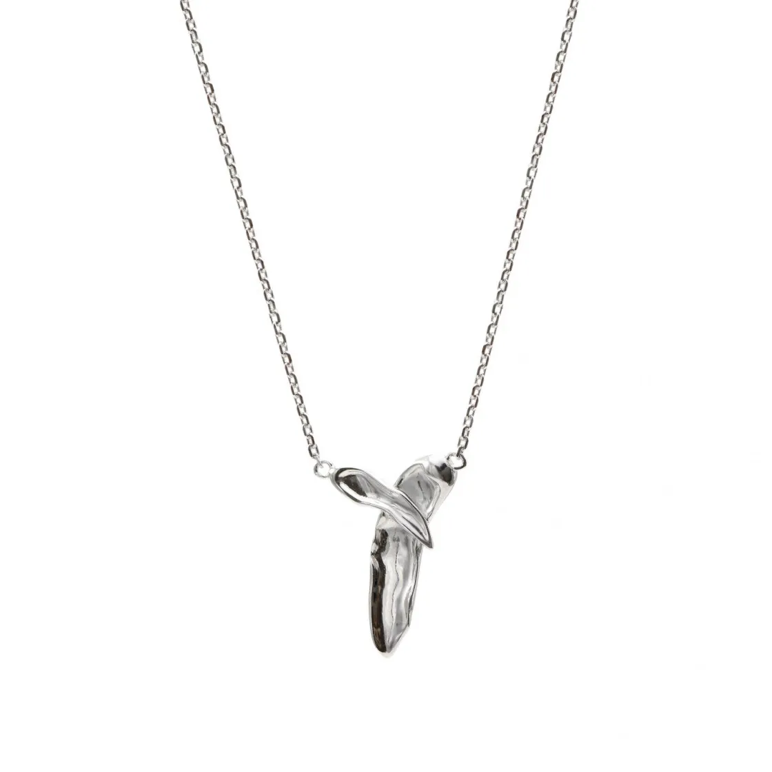 Colgantes Pequeños | Collares Cortos | LINEARGENT Collares plata originales diseño cruzado líquido