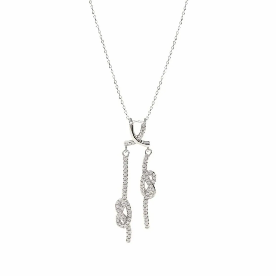 Collares Plata Originales | LINEARGENT Collares plata originales diseño doble nudo con circonita.
