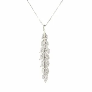 Collares Plata Originales | Colgantes Plata Grandes | LINEARGENT Collares plata originales diseño hoja con circonitas