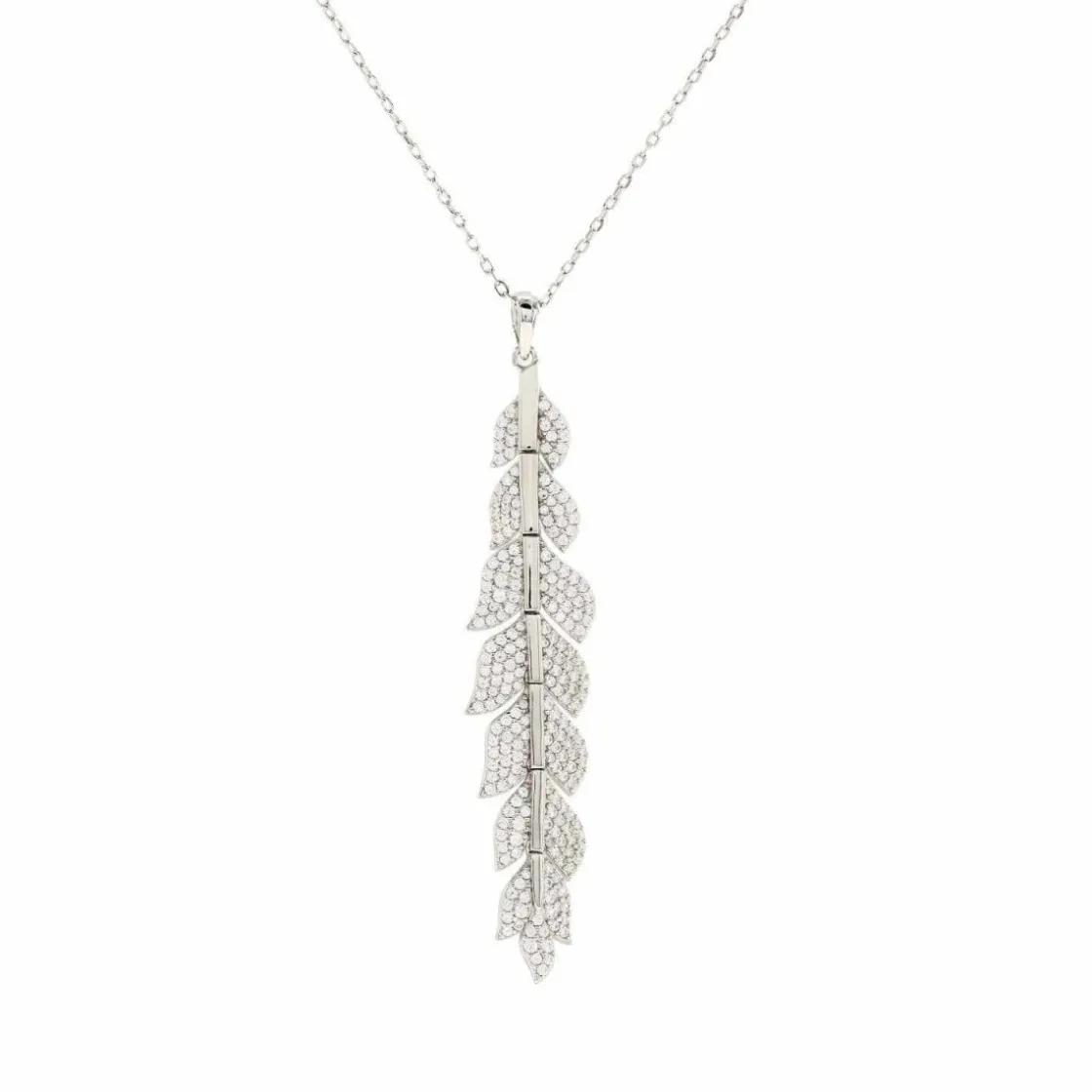 Collares Plata Originales | Colgantes Plata Grandes | LINEARGENT Collares plata originales diseño hoja con circonitas