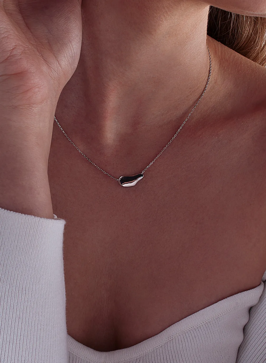 Collares Plata Originales | Collares Cortos | LINEARGENT Collares plata originales diseño líquido horizontal