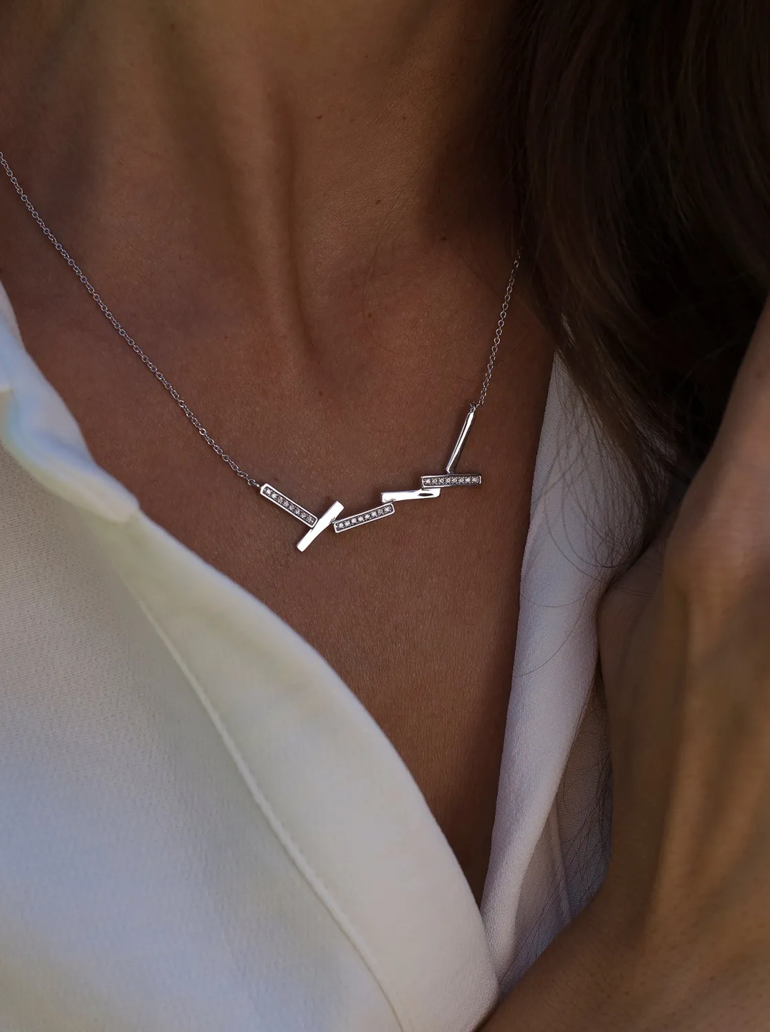 Collares Cortos | LINEARGENT Collares plata originales diseño minimalista con circonitas