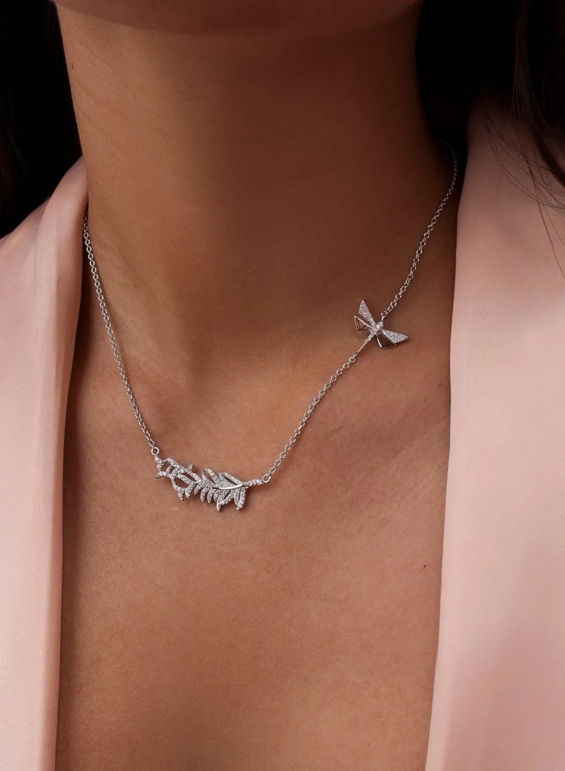 Collares Plata Originales | LINEARGENT Collares plata originales diseño rama y libélula