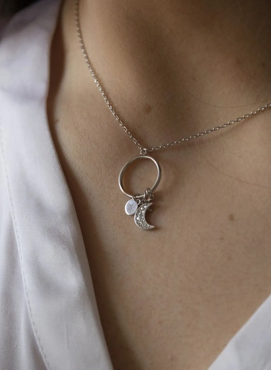 Collares Plata Originales | LINEARGENT Collares plata originales diseño triple charm estrella y luna