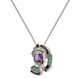 Collares Plata Originales | Collares Con Piedras | LINEARGENT Collares plata originales gemas multicolor diseño chaos