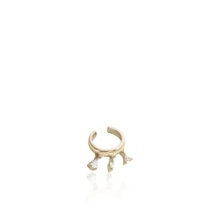 Ear Cuff | LINEARGENT Ear cuff de plata bañada en oro diseño circonitas colgando