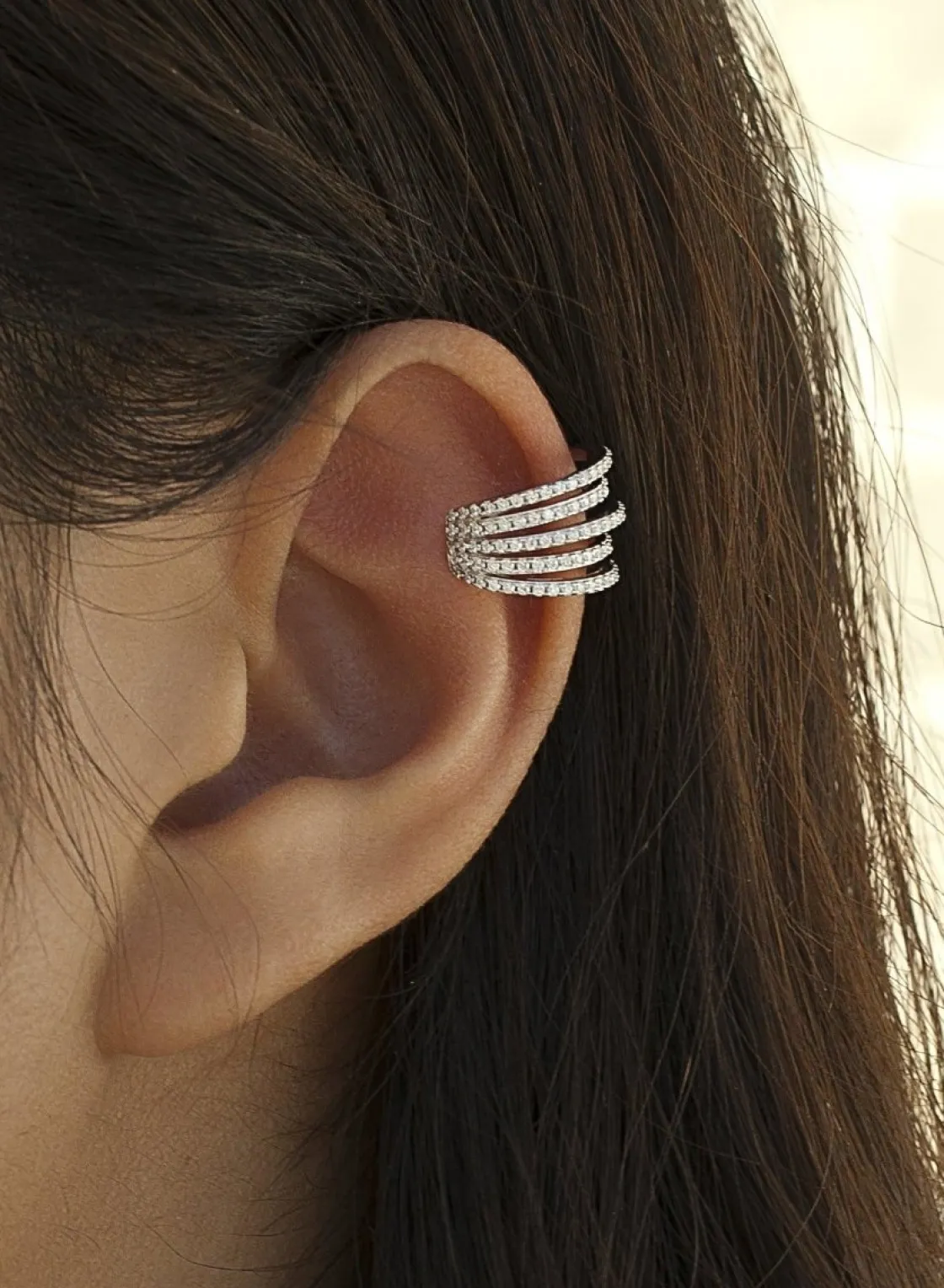 Ear Cuff | LINEARGENT Ear cuff de plata diseño triple carril circonita