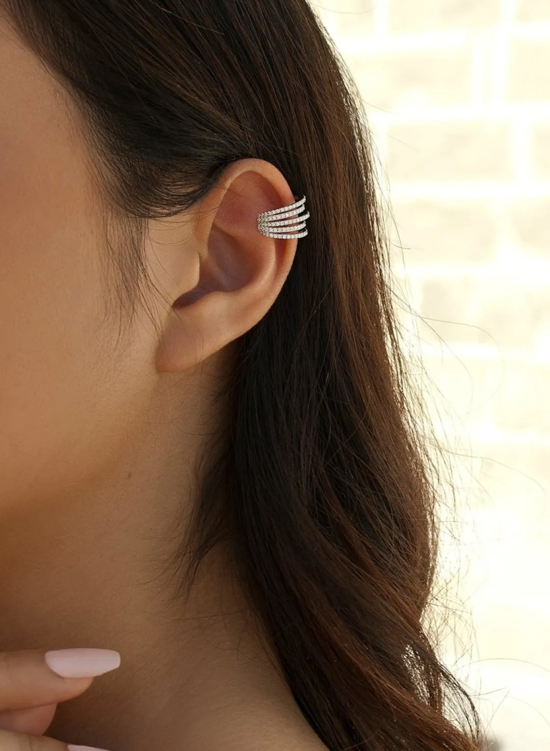 Ear Cuff | LINEARGENT Ear cuff de plata diseño triple carril circonita
