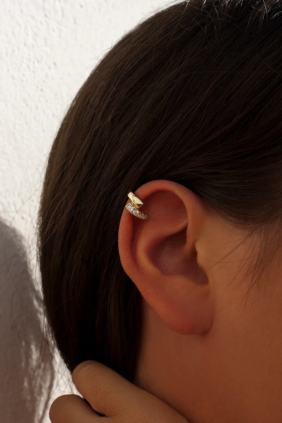 Ear Cuff | LINEARGENT Ear cuff de plata doble diseño circonita plata lisa