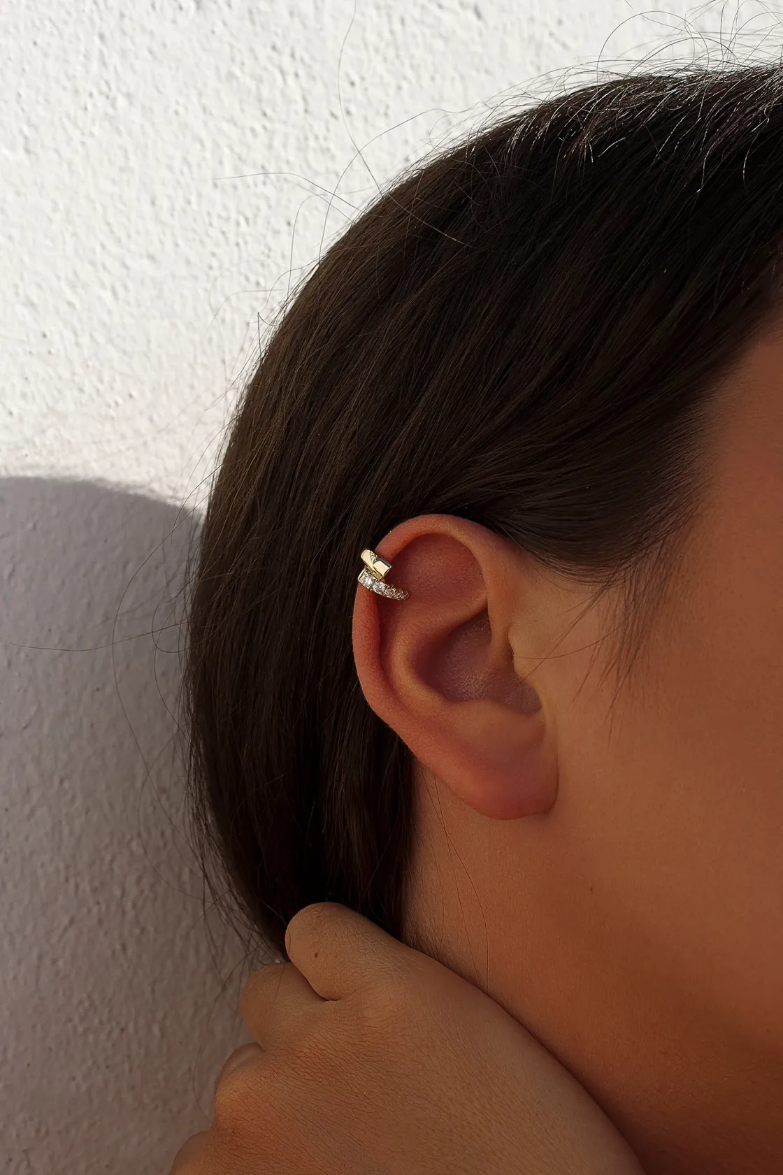 Ear Cuff | LINEARGENT Ear cuff de plata doble diseño circonita plata lisa
