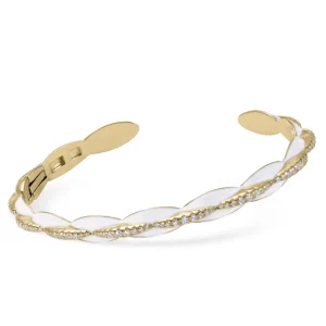 Pulseras Esclavas | LINEARGENT Esclava de plata diseño bubble en esmalte blanco