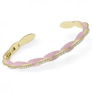 Pulseras Esclavas | LINEARGENT Esclava de plata diseño bubble en esmalte rosa