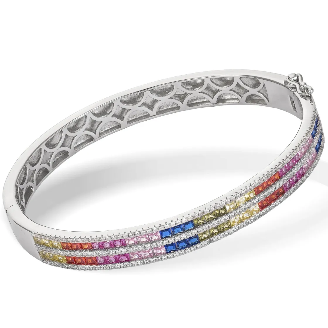 Pulseras Esclavas | LINEARGENT Esclava de plata diseño doble raíl multicolor