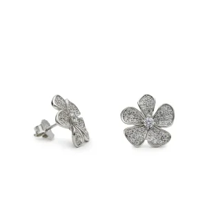 Pendientes Pequeños | LINEARGENT Pendiente botón de plata en forma floral