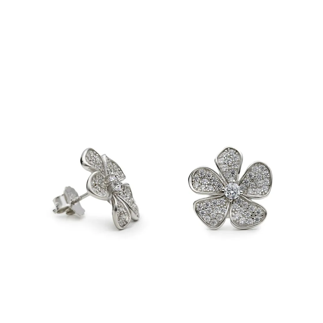 Pendientes Pequeños | LINEARGENT Pendiente botón de plata en forma floral