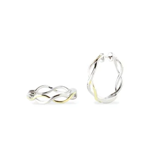 Pendientes Bicolor | Pendientes Aro | LINEARGENT Pendientes aro bicolor diseño entrelazado