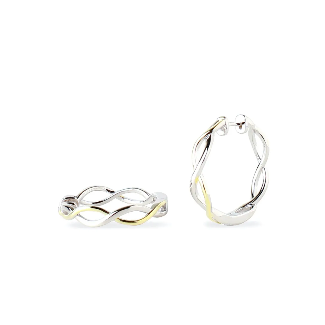 Pendientes Bicolor | Pendientes Aro | LINEARGENT Pendientes aro bicolor diseño entrelazado