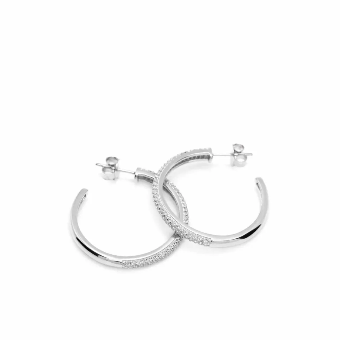 Pendientes Aro | LINEARGENT Pendientes aro circonitas blancas modelo grande