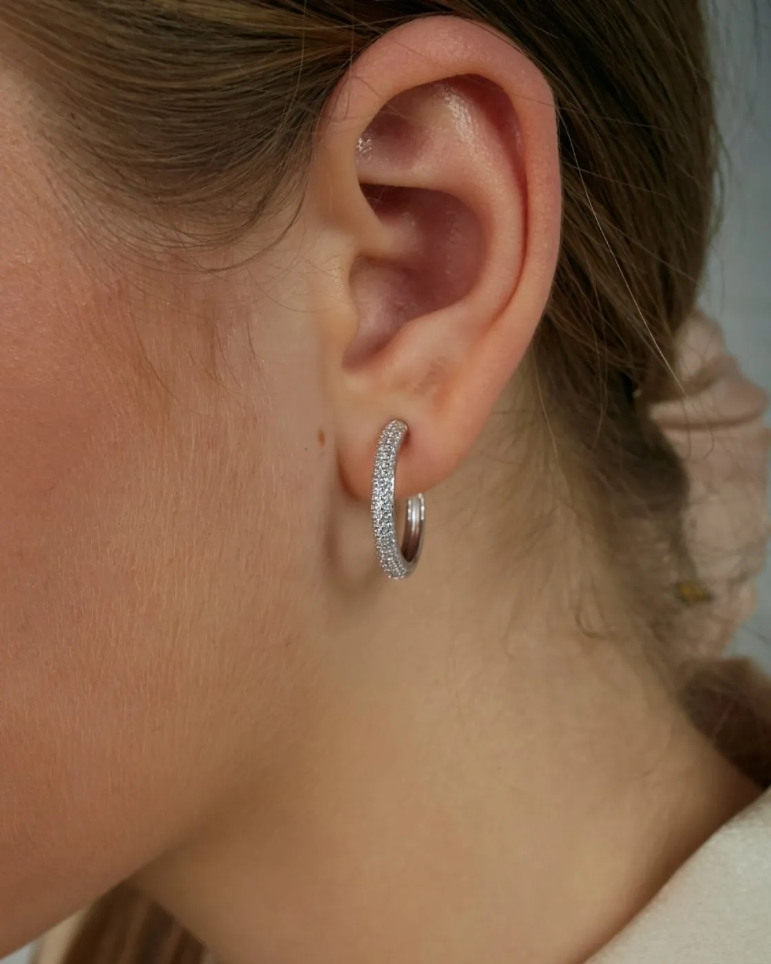 Pendientes Aro | LINEARGENT Pendientes aro circonitas blancas modelo grande