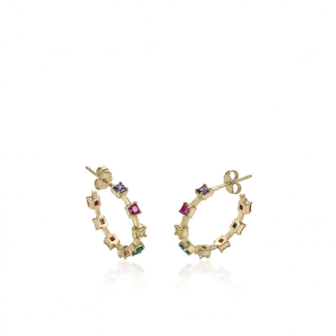 Pendientes Aro | LINEARGENT Pendientes aro con cuarzos adamantinos dispuestos linealmente