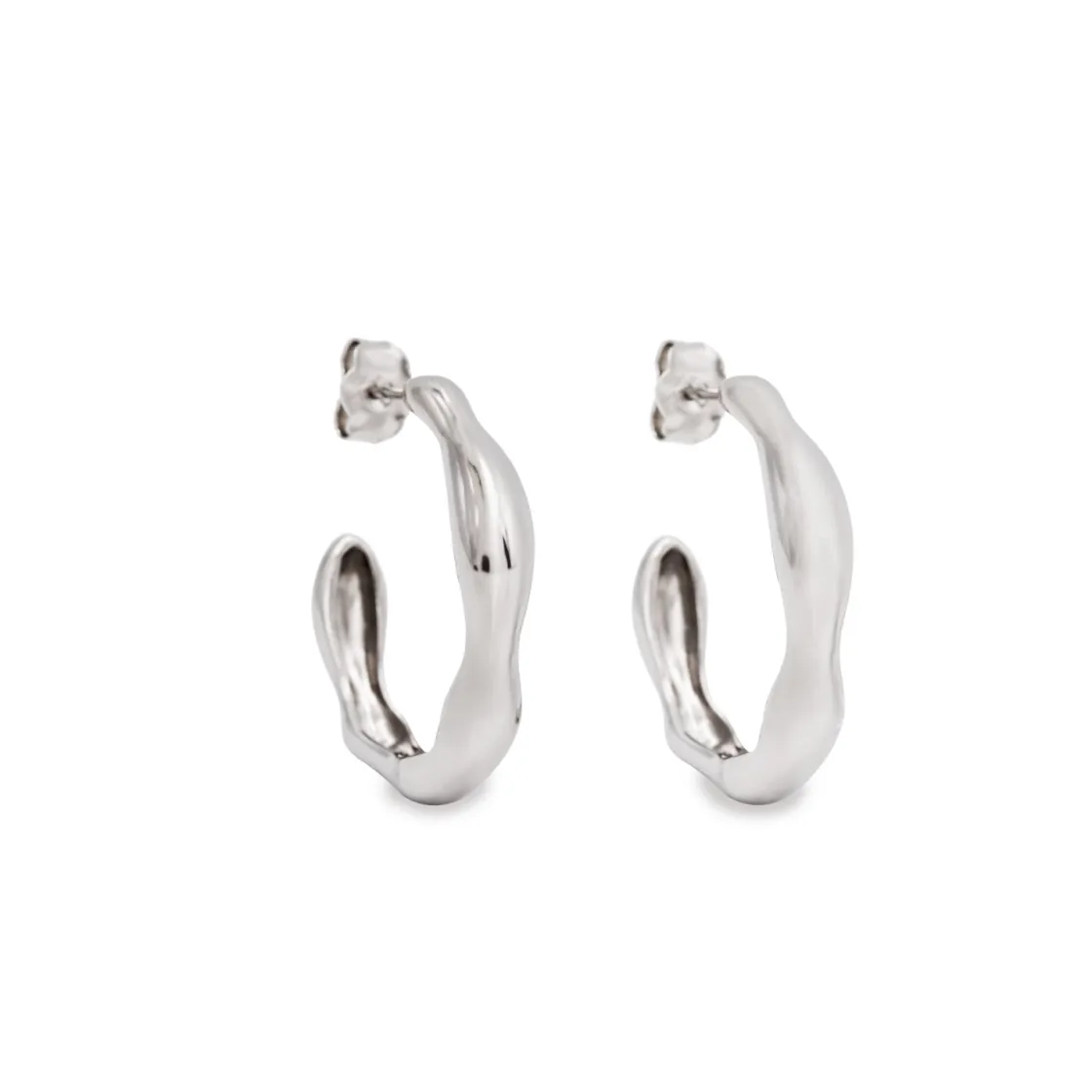 Pendientes Aro | LINEARGENT Pendientes aro con diseño irregular estilo líquido