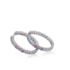 Pendientes De Piedras De Colores | Pendientes Aro | LINEARGENT Pendientes aro con piedras diseño geométrico multicolor