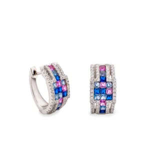 Pendientes Aro | LINEARGENT Pendientes aro con piedras en tonos azules
