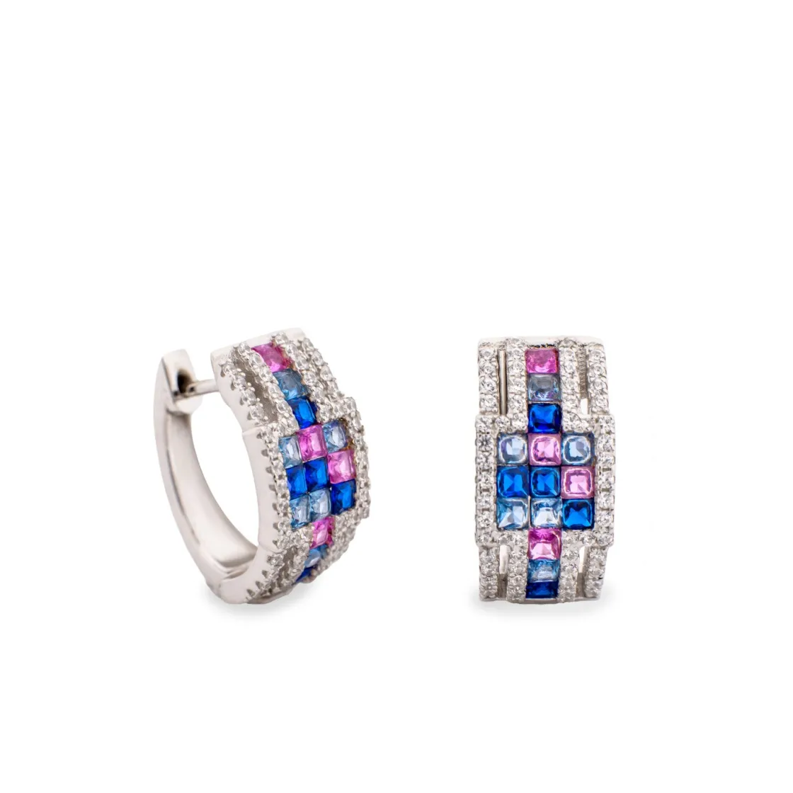 Pendientes Aro | LINEARGENT Pendientes aro con piedras en tonos azules