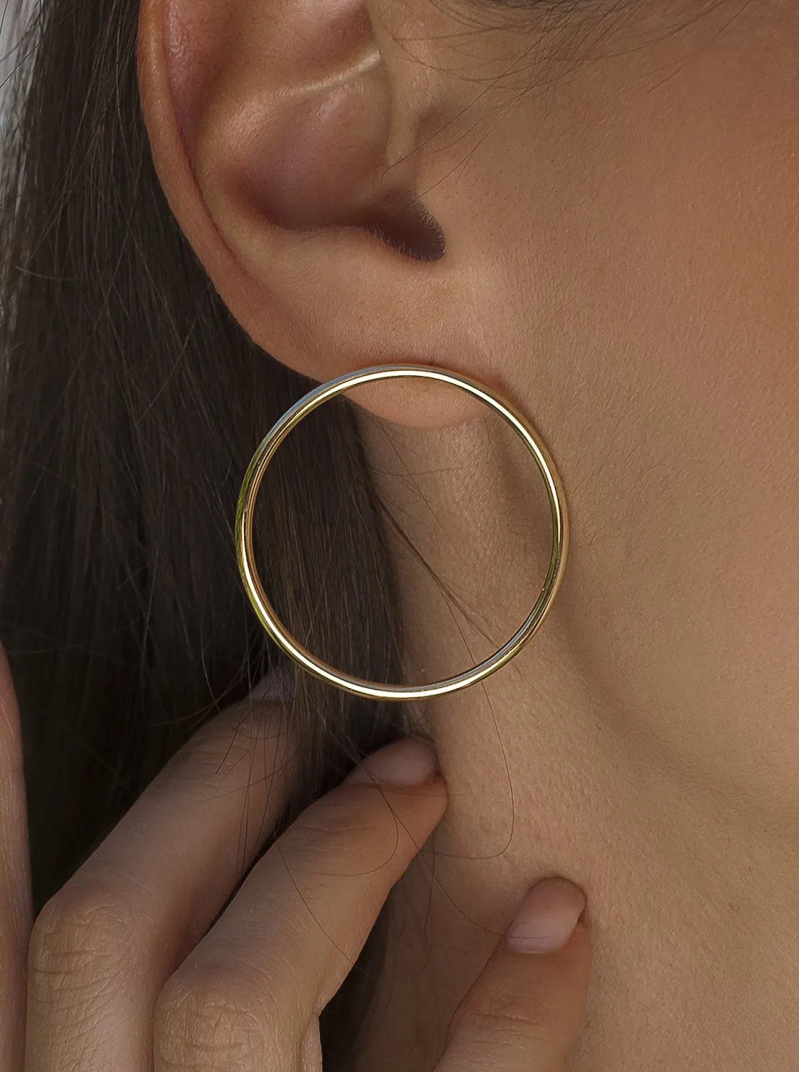 Pendientes Aro | LINEARGENT Pendientes aro de plata bañada en oro diseño circular
