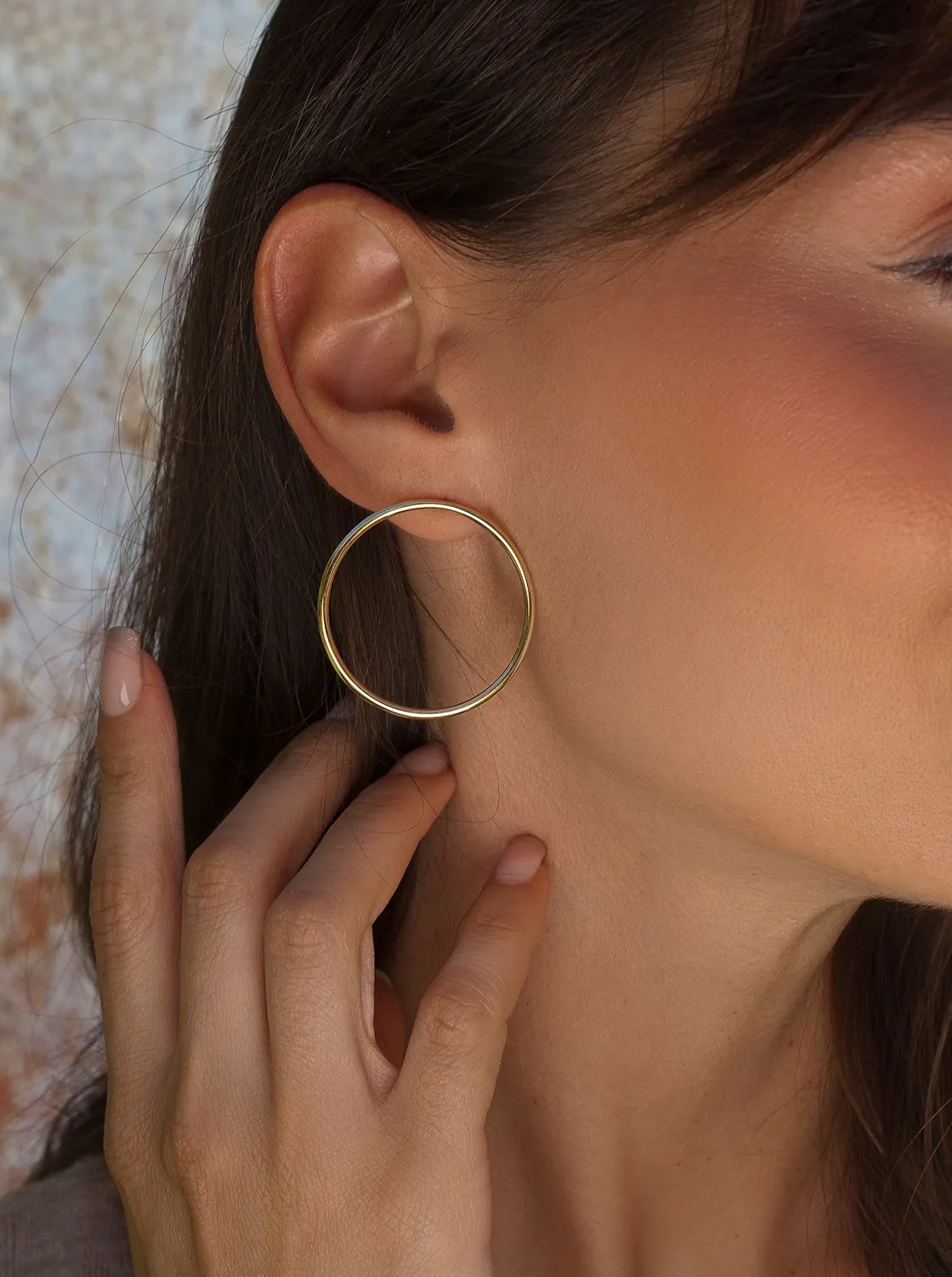 Pendientes Aro | LINEARGENT Pendientes aro de plata bañada en oro diseño circular