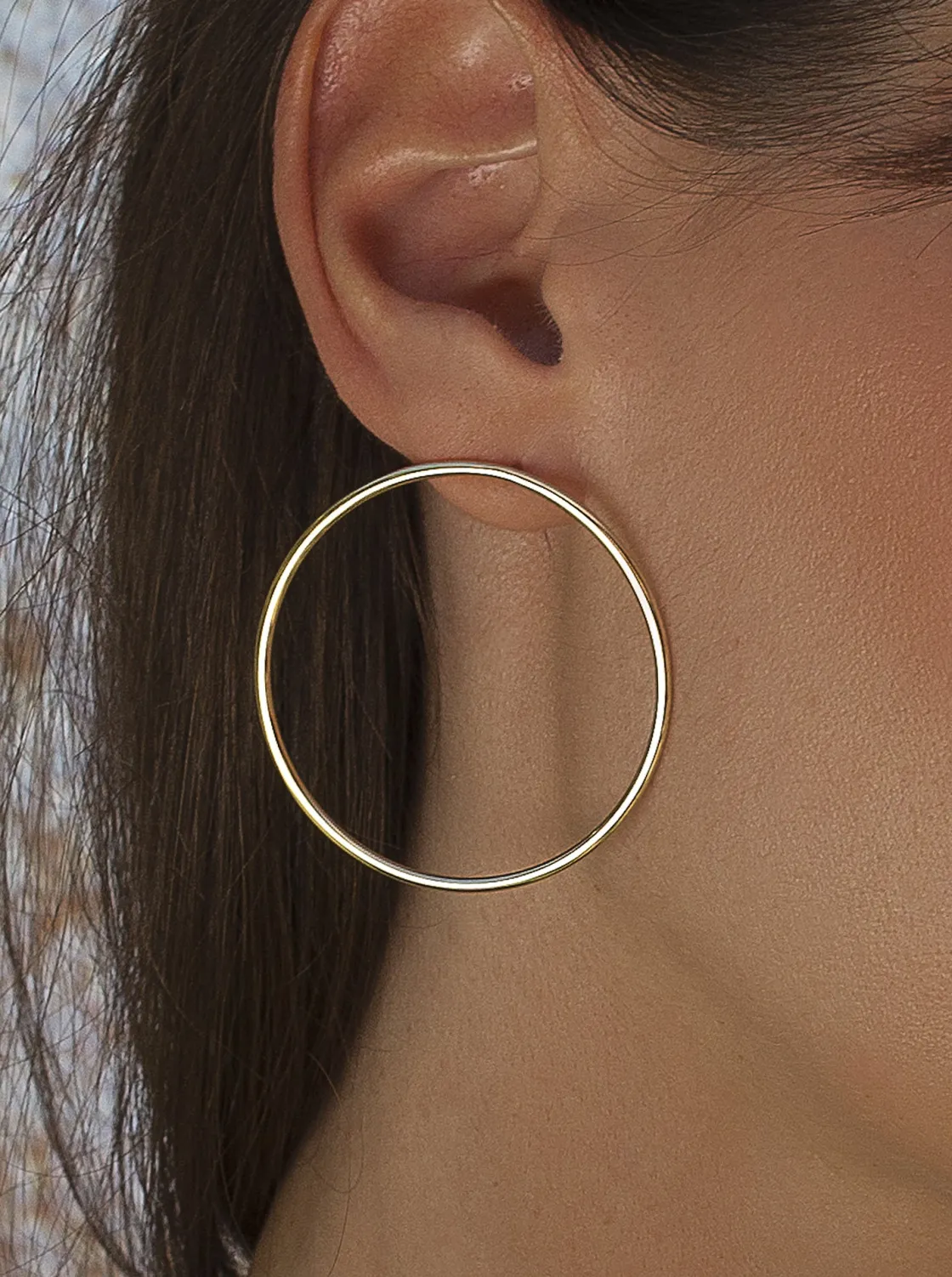 Pendientes Aro | LINEARGENT Pendientes aro de plata bañada en oro diseño maxi círculo
