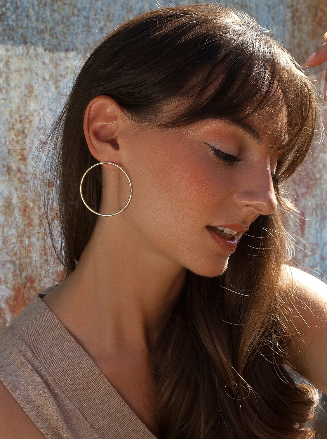 Pendientes Aro | LINEARGENT Pendientes aro de plata bañada en oro diseño maxi círculo