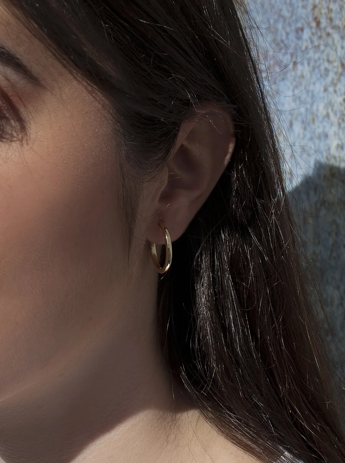 Pendientes Pequeños | Pendientes Aro | LINEARGENT Pendientes aro de plata bañada en oro diseño ovalado