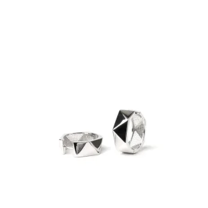 Pendientes Aro | LINEARGENT Pendientes aro de plata con acabado geométrico