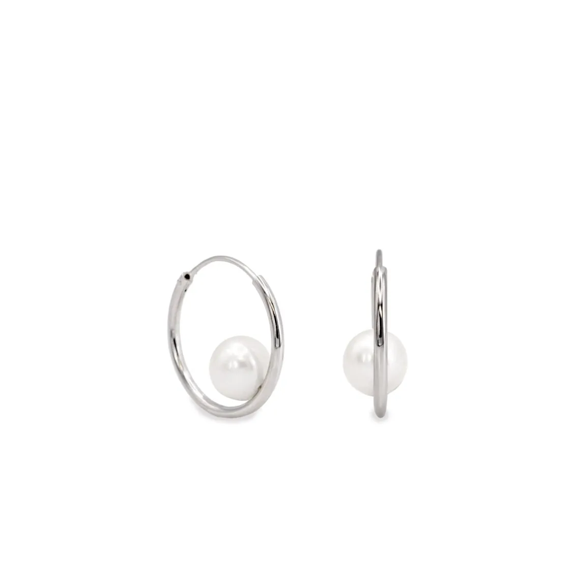Pendientes Perlas | LINEARGENT Pendientes aro de plata diseño con perla interior
