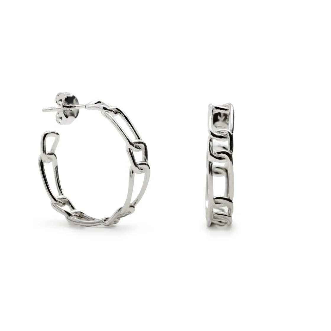 Pendientes Aro | LINEARGENT Pendientes aro de plata diseño encadenado