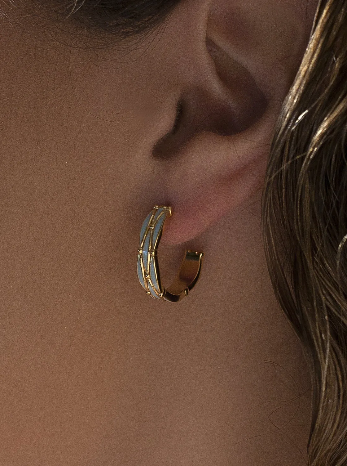 Pendientes Aro | LINEARGENT Pendientes aro de plata diseño esmalte turquesa