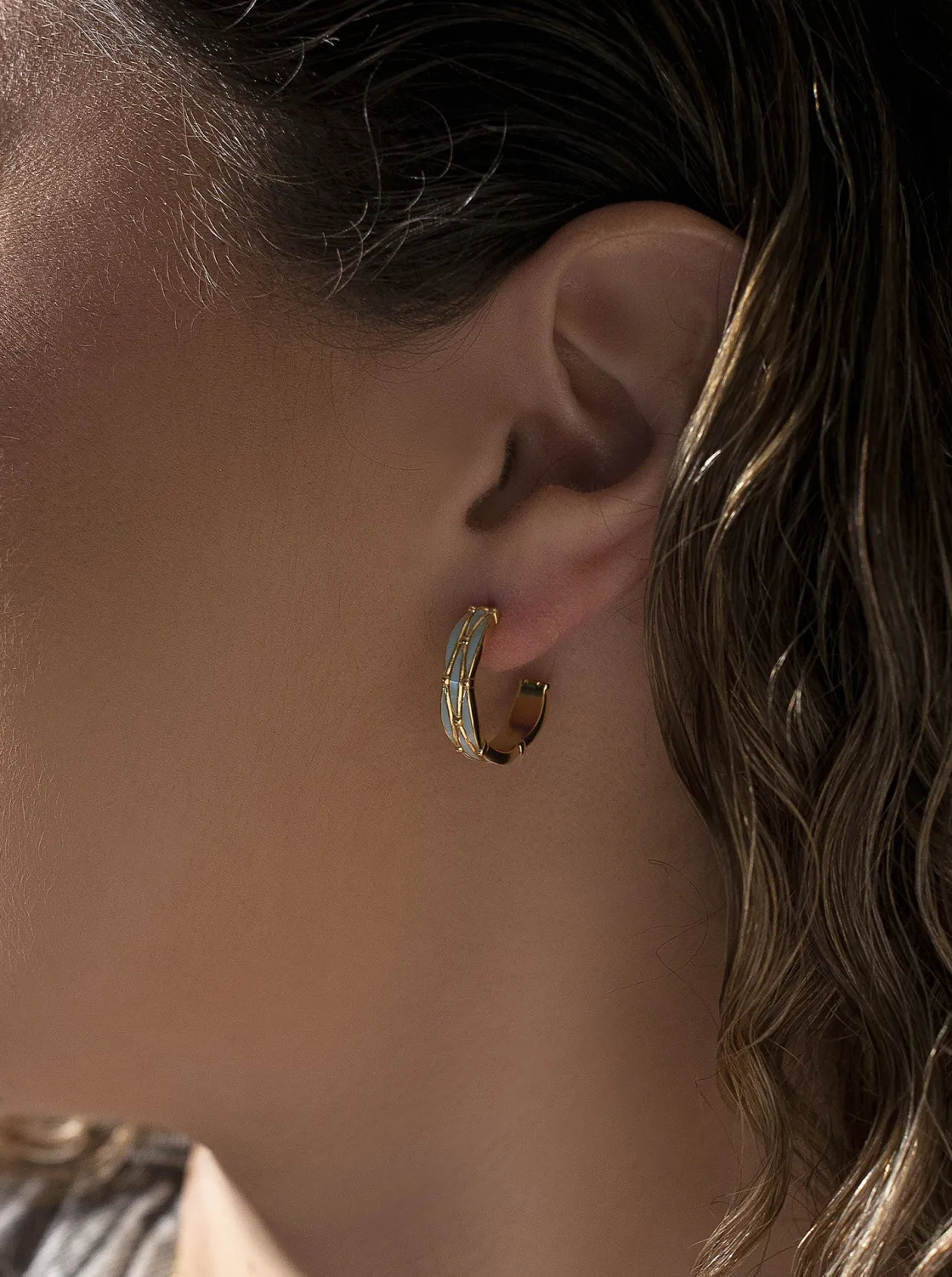 Pendientes Aro | LINEARGENT Pendientes aro de plata diseño esmalte turquesa