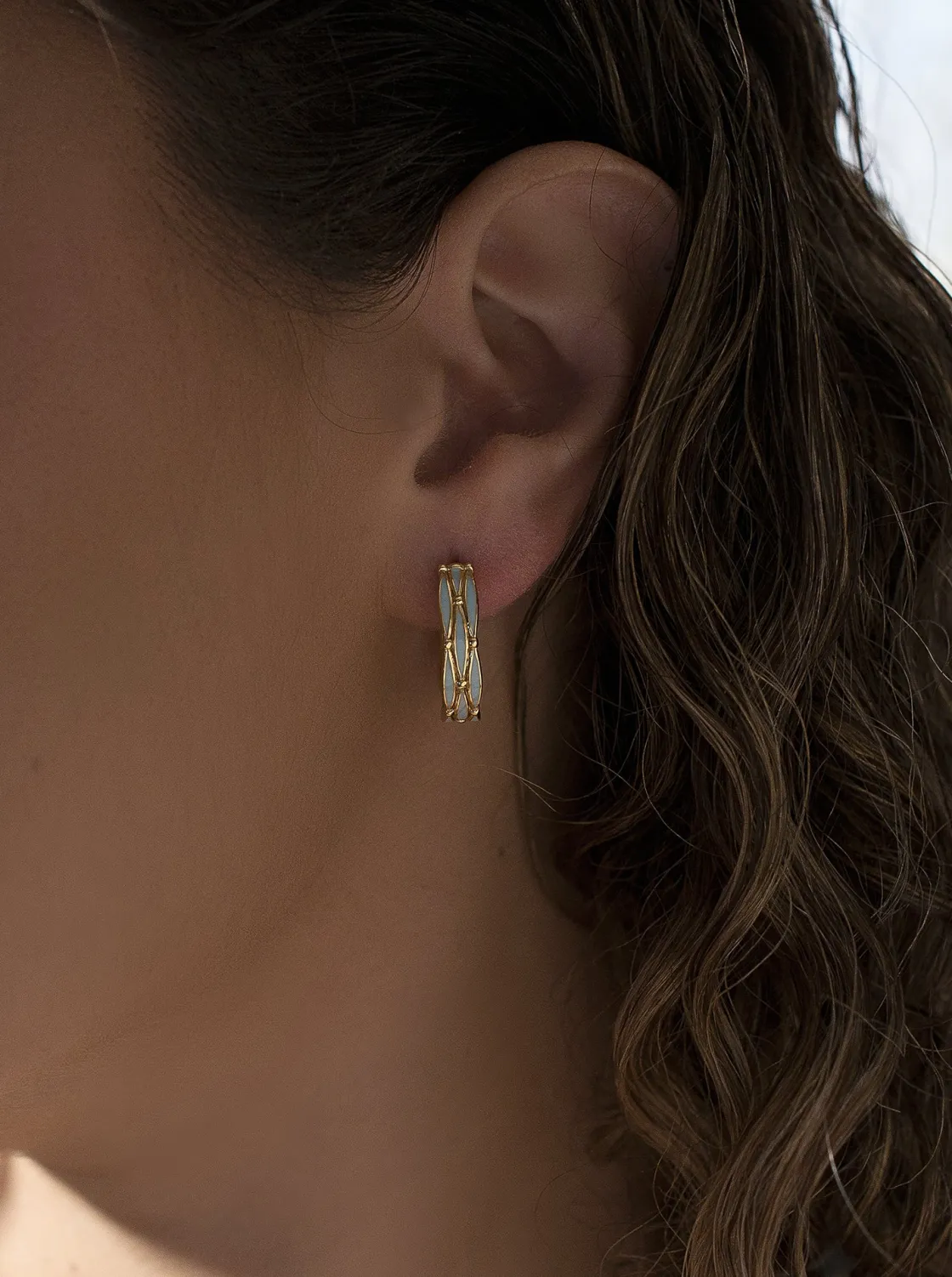 Pendientes Aro | LINEARGENT Pendientes aro de plata diseño esmalte turquesa